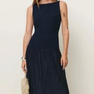 NWOT Reformation Cyra Dress in Midnight Navy Blue | Size 4